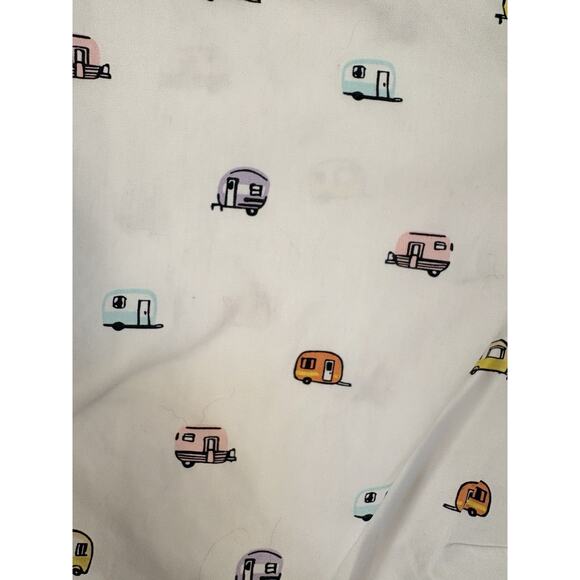 Lands End Women’s Sleeveless Collared White Blouse Happy Camper Print Size 18W - Picture 3 of 5